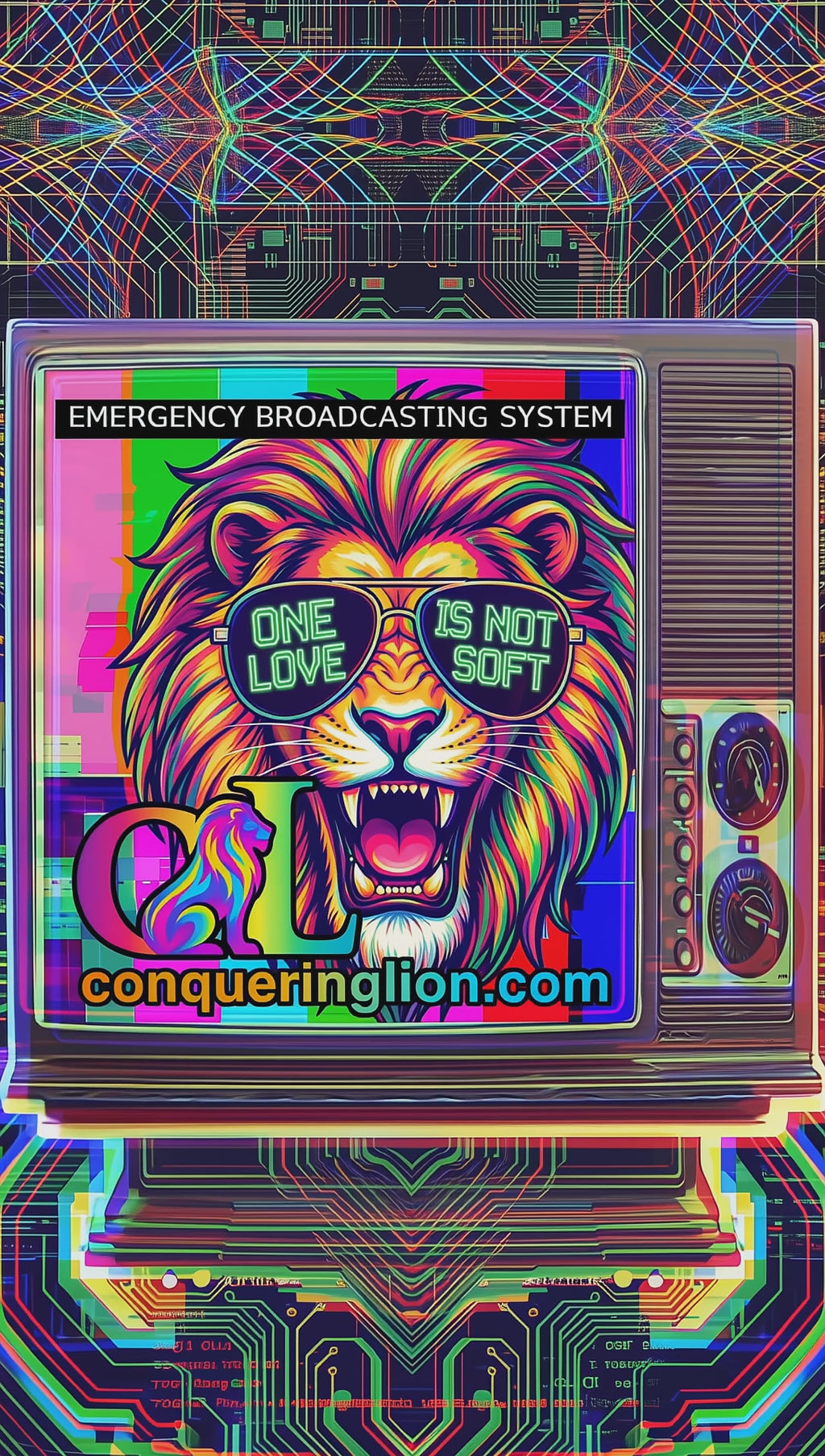 CL Neon Glitch x Cool Lion Tee — One Love Is Not Soft | Conquering Lion Issue #1